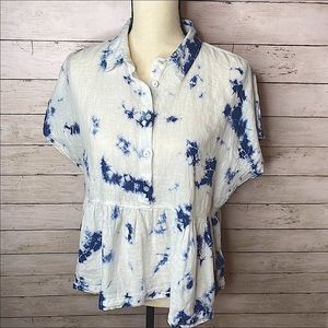 Rachel Zoe linen tye dye top